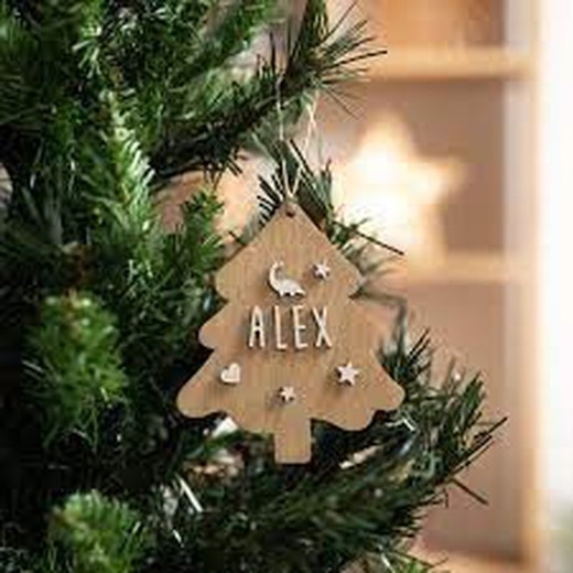 Arbol Madera Nombre Personalizable para Árbol de Navidad Color Madera Vintiun