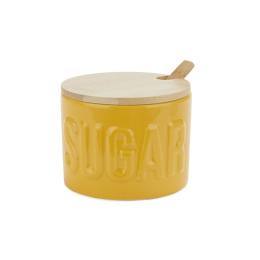 Azucarero Sugar amarillo con tapa bambú Balvi Idea Regalo