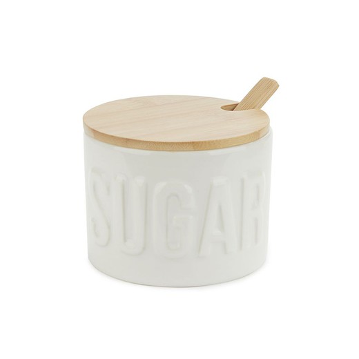 Azucarero Sugar blanco con cuchara bambú Balvi Idea Regalo