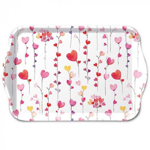 Bandeja Melamina para Té y Café 13x21 cm Corazones Ambiente