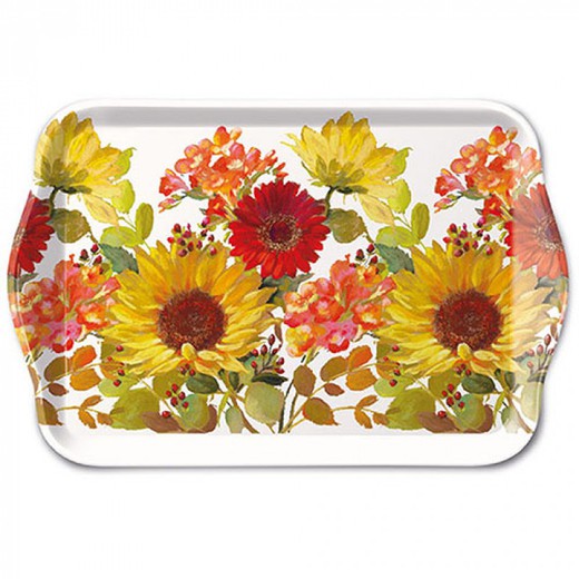 Bandeja Melamina para Té y Café 13x21 cm Girasoles cream Ambiente