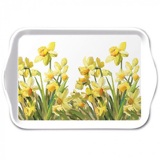 Bandeja Melamina para Té y Café 13x21 cm Narcisos Dorados Ambiente