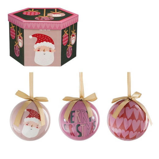 Bola Arbol Navidad Irrompible Papa Noel Color Rosa 7,5 cms diámetro Edelmann