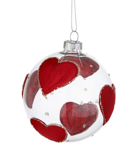 Bola cristal para arbol de navidad corazones rojos decoración de navidad para casa