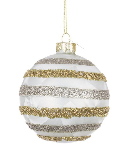 Bola de Navidad Cristal Arbol Blanco y Gris Diam 80 cms Hecho Mano Bizzotto