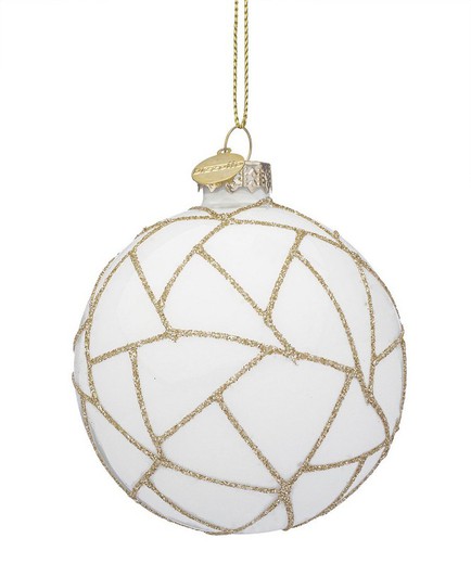 Bola de Navidad Cristal Arbol Blanco y Oro Diam 80 cms Hecho Mano Bizzotto