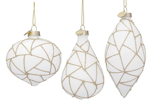 Bola de Navidad Cristal Arbol Blanco y Oro Surtidas Formas Bizzotto