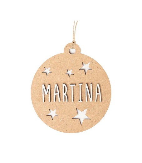 Bola Madera Nombre Personalizable para Árbol de Navidad Color Madera Vintiun