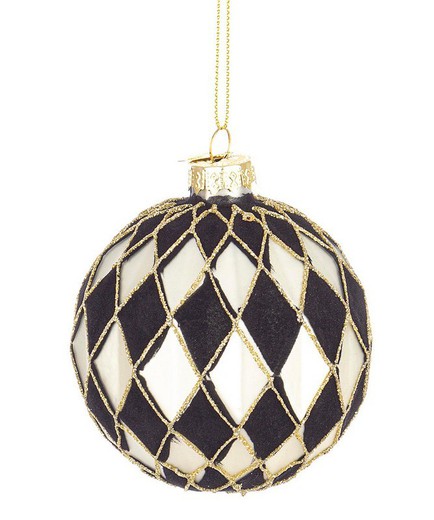 Bola Navidad Cristal Diseño Negro Blanco Rombi decoración de navidad para casa