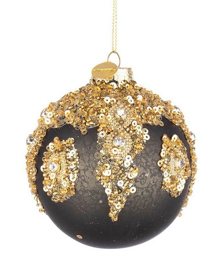 Bola Navidad Cristal Diseño Negro y Oro decoración de navidad para casa