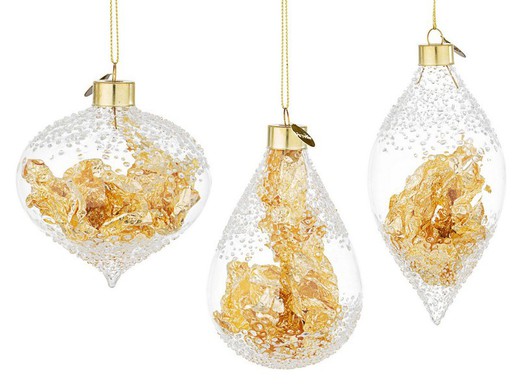 Bola Navidad Cristal Diseño Oro y Transparente decoración de navidad para casa