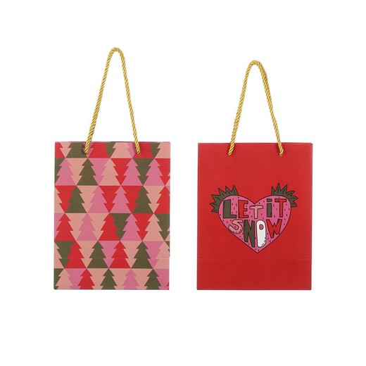 Bolsa de Papel Regalopara Navidad Verde Rojo Diseño Moderno M Edelmann