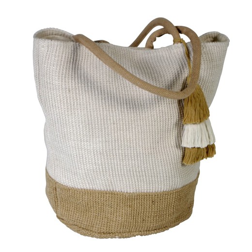 Bolso Alto 2 Asas Pompon Natural Maluca