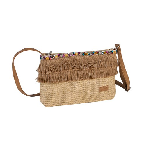 Bolso bandolera natural con abalorios cinta yute Maluca