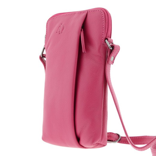 Bolso Cremallera Magenta 100% Piel Adapell