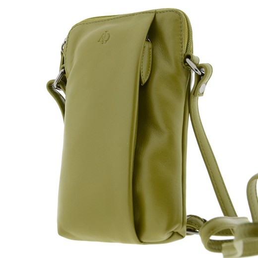 Bolso Cremallera Oliva 100% Piel Adapell