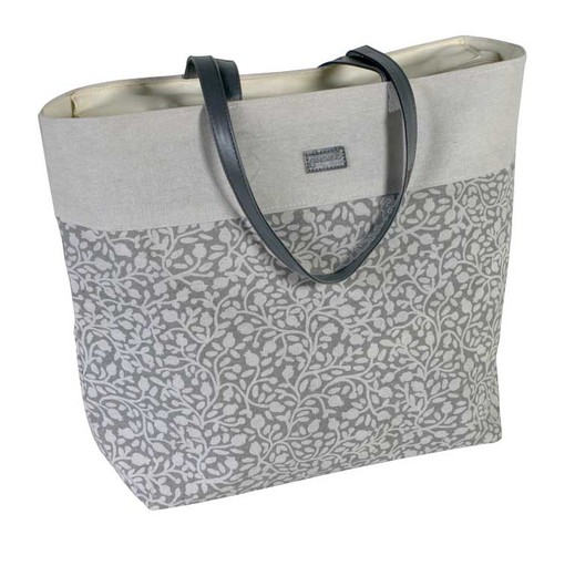 Bolso Lona Gris Hojas  Maluca