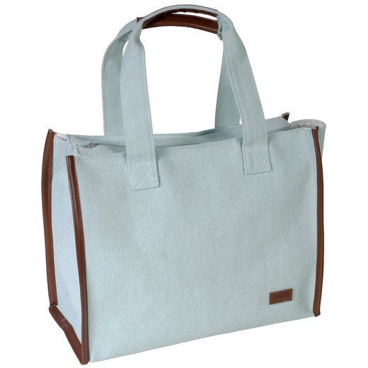 Bolso Lona Rectangular Ribete Aguamarina Maluca