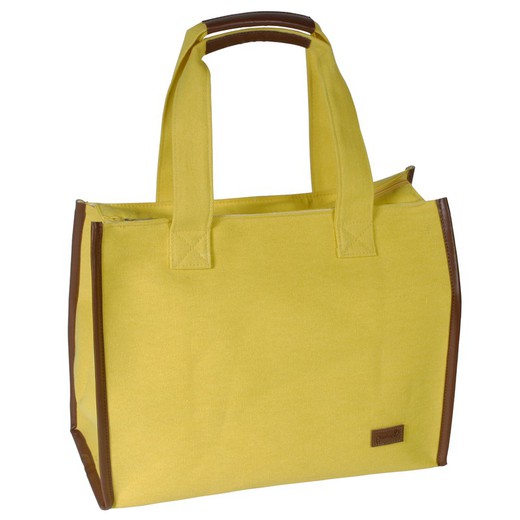 Bolso Lona Rectangular Ribete Amarillo Maluca