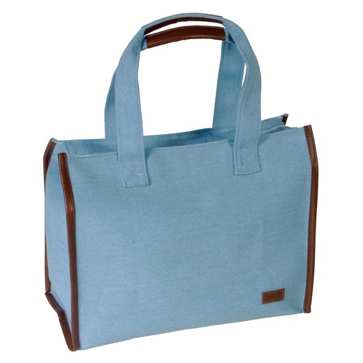 Bolso Lona Rectangular Ribete Azul Maluca