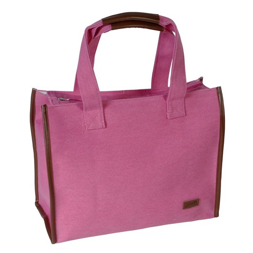 Bolso Lona Rectangular Ribete Fucsia Maluca