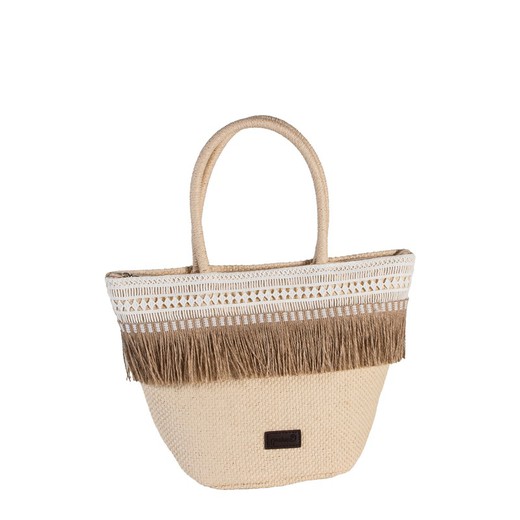 Bolso natural flecos yute natural Maluca