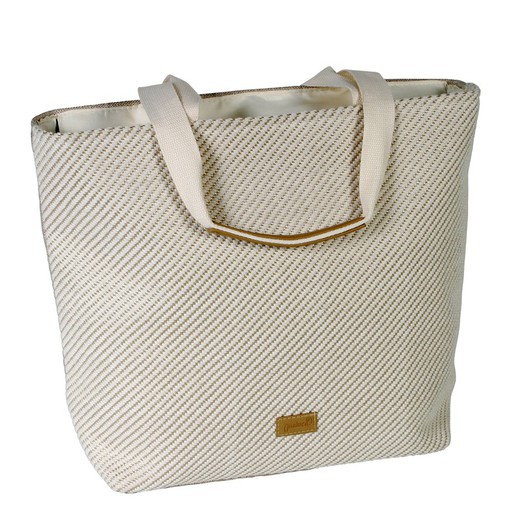 Bolso Rayas Bicolor Beige G Maluca