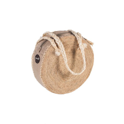 Bolso redondo crocket natural beige Maluca