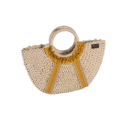 Bolso semioval puntilla doble ocre Maluca