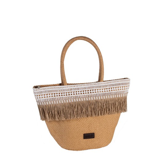 Bolso tostado flecos yute natural Maluca