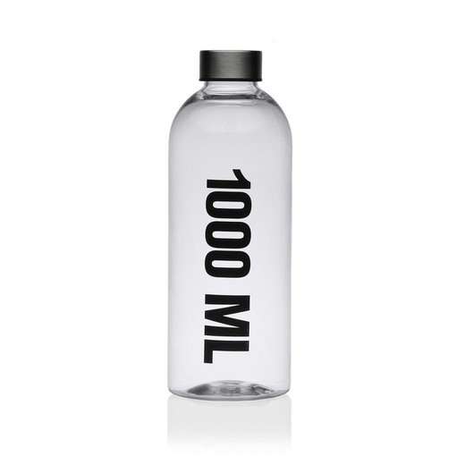 Botella bebida con tapon en acero 1000ml transparente
