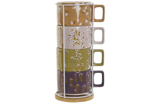 Cafe Set 4 Metal 11X11X27 260 ml Verde Juego Cocina