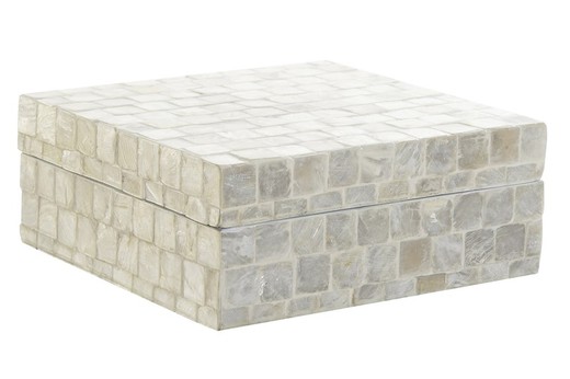 Caja Bambu Nacar 20X20X8 Blanco Decoración Hogar