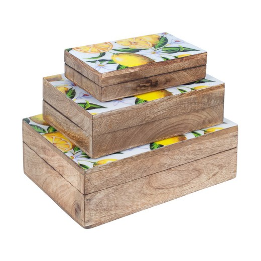 Caja Madera Decorada Limones Set 3