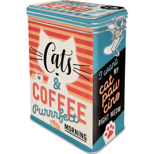 Caja Metal Cocina Animal Club Cats & Coffee Retro Vintage