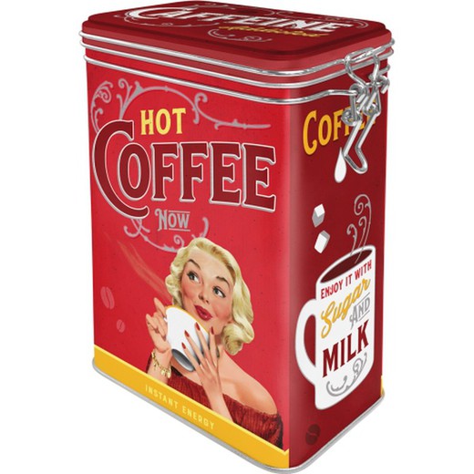 Caja Metal Cocina Say it 50's Hot Coffee Now Retro Vintage