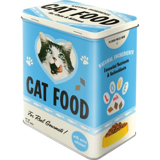 Caja Metal L Animal Club Cat Food Love Mix Retro Vintage