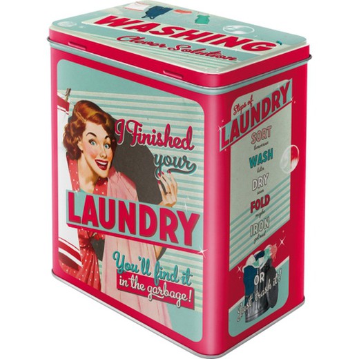 Caja Metal L Say it 50's Finished Your Laundry Retro Vintage