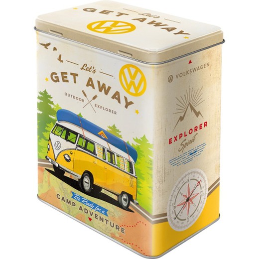 Caja Metal L Volkswagen VW Bulli Let's Get Away Retro Vintage