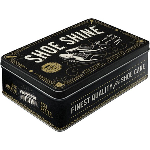 Caja Metal Plana Shoe Shine Retro Vintage