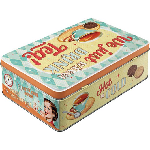 Caja Metal Plana Tea & Cookies Together Retro Vintage