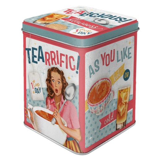 Caja Metal Té Say it 50's Tealicious & Tearrific Retro Vintage