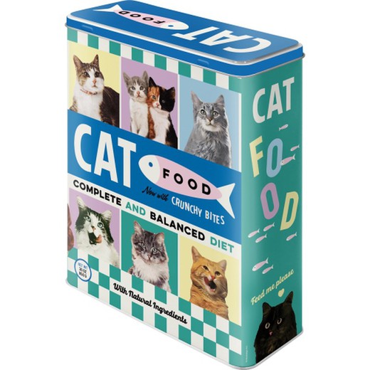 Caja Metal XL Animal Club Cat Food Retro Vintage