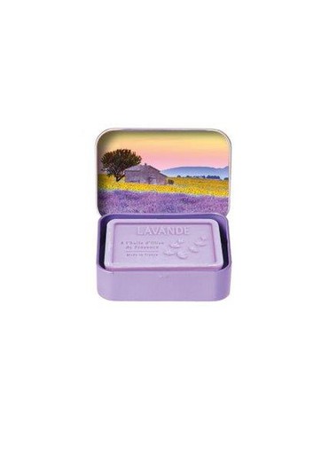 Caja Metálica Jabón Artesano Lavanda Diseño Girasoles 70 grs Provenza Ideal Regalo Esprit Provence