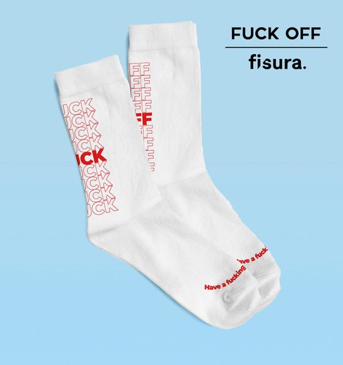 Calcetines Regalo Original Unisex Fuck Off Contornos Rojo Fisura