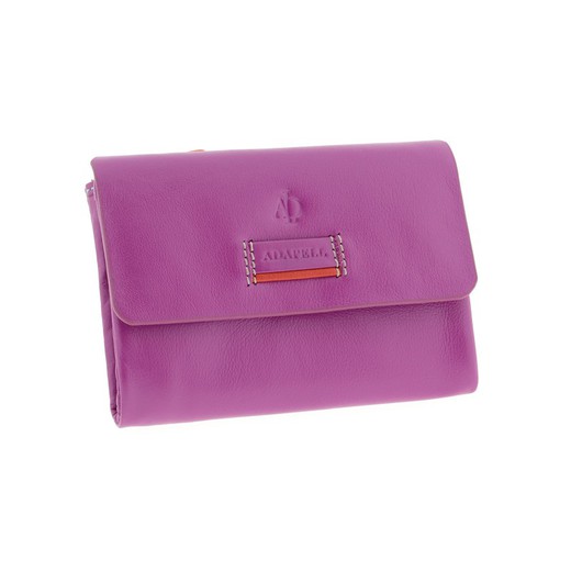 Cartera Cremallera Lila 100% Piel Adapell Jolie