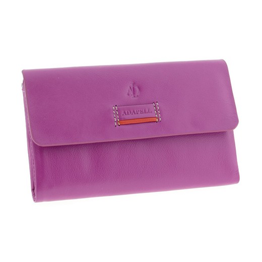 Cartera Cremallera Lila 100% Piel Adapell Jolie