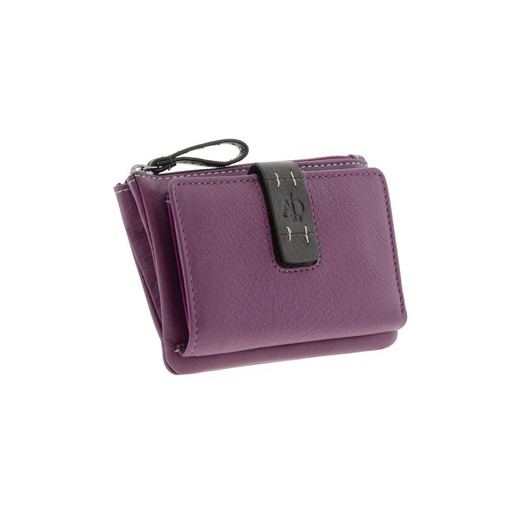 Cartera Cremallera Lila Purple 100% Piel Adapell Penélope