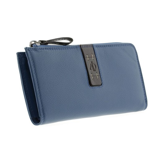 Cartera Cremallera Marino Navy blue 100% Piel Adapell Penélope