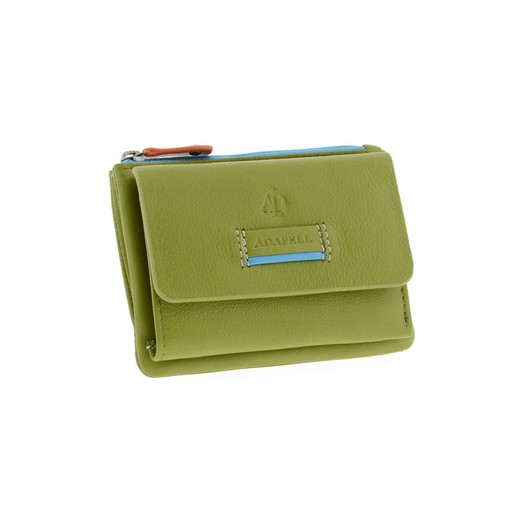 Cartera Cremallera Verde 100% Piel Adapell Jolie